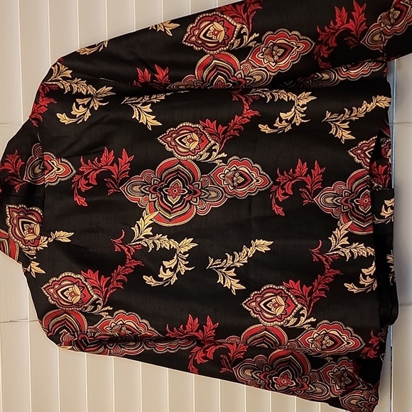 Chicos Black Red Oriental Jacket sz2 - Picture 7 of 10